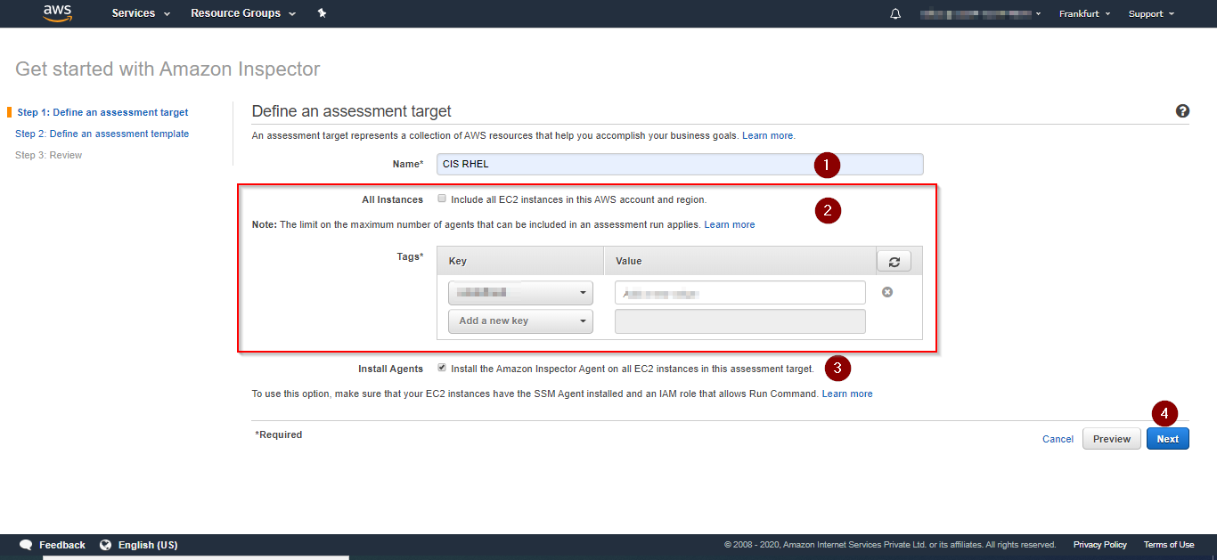 AWS Inspector - AWS Console