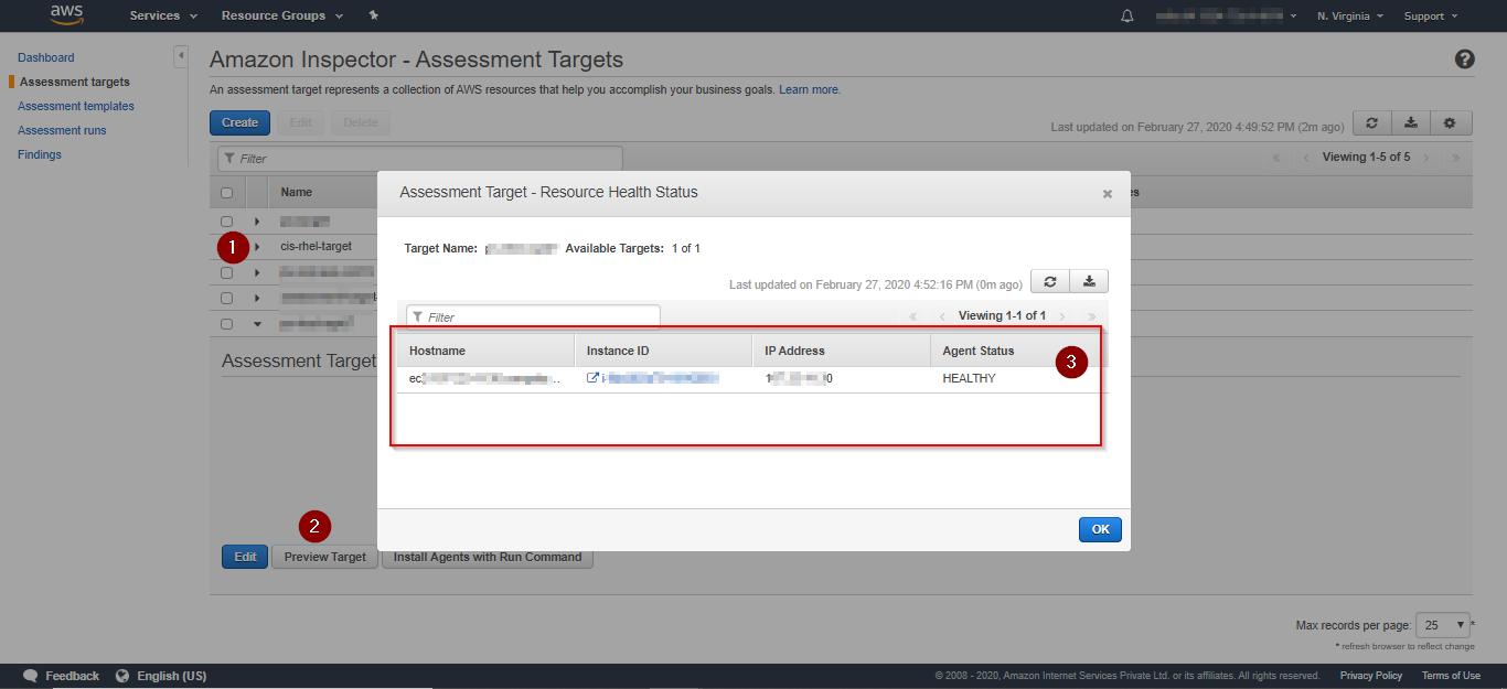 AWS Inspector - AWS Console