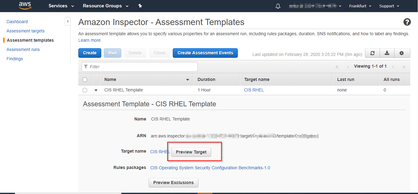 AWS Inspector - AWS Console