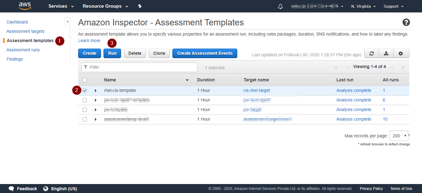 AWS Inspector - AWS Console