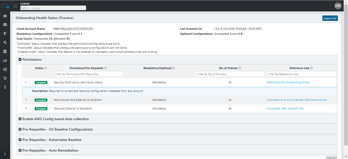 Onboarding Health Status