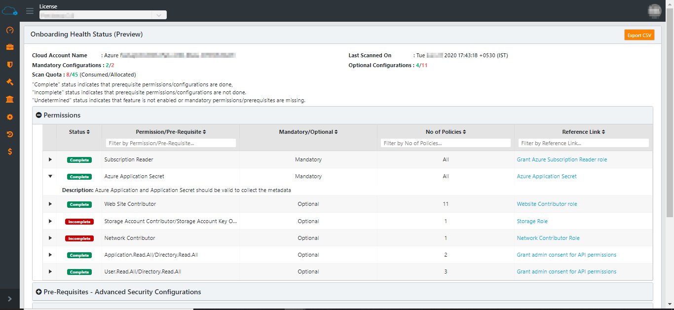 Onboarding Health Status