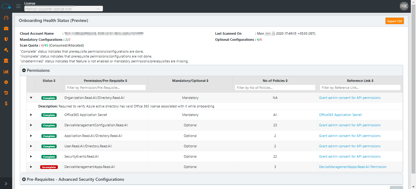 Onboarding Health Status